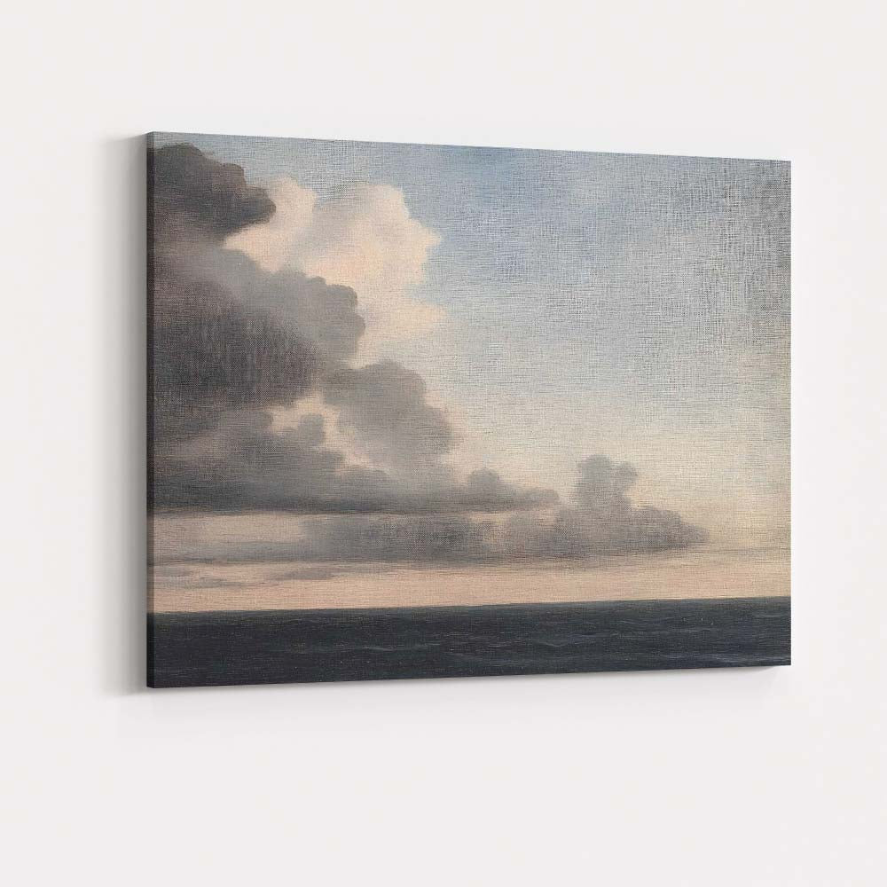Dramatic Storm Clouds Over Calm Sea Minimalist Seascape Canvas Wall Art Print Decor Picture Ready to Hang