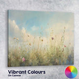 Soft Pastel Wildflower Meadow Impressionist Landscape Canvas Wall Art Print Decor Picture Ready to Hang