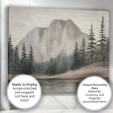 Misty Mountain Forest Lake Monochrome Landscape Canvas Wall Art Print Decor Picture Ready to Hang