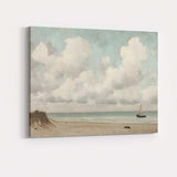 Tranquil Sandy Beach Sailboat Coastal Seascape Canvas Wall Art Print Decor Picture Ready to Hang