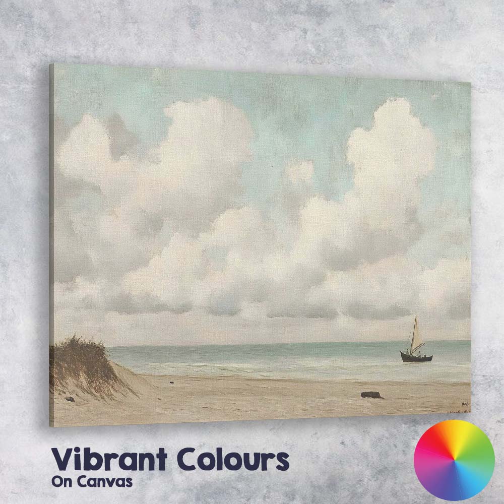 Tranquil Sandy Beach Sailboat Coastal Seascape Canvas Wall Art Print Decor Picture Ready to Hang