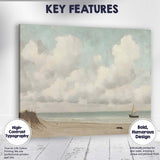 Tranquil Sandy Beach Sailboat Coastal Seascape Canvas Wall Art Print Decor Picture Ready to Hang