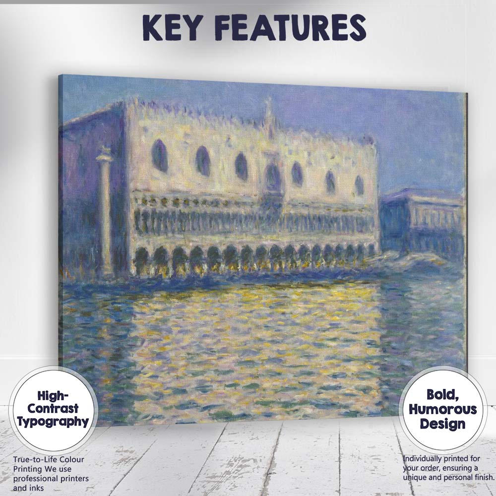 Venetian Palace Reflections Impressionist Canal Painting Canvas Wall Art Print Decor Picture Ready to Hang