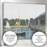 Sunlit River Bridge Sailing Boats Impressionist Landscape Canvas Wall Art Print Decor Picture Ready to Hang