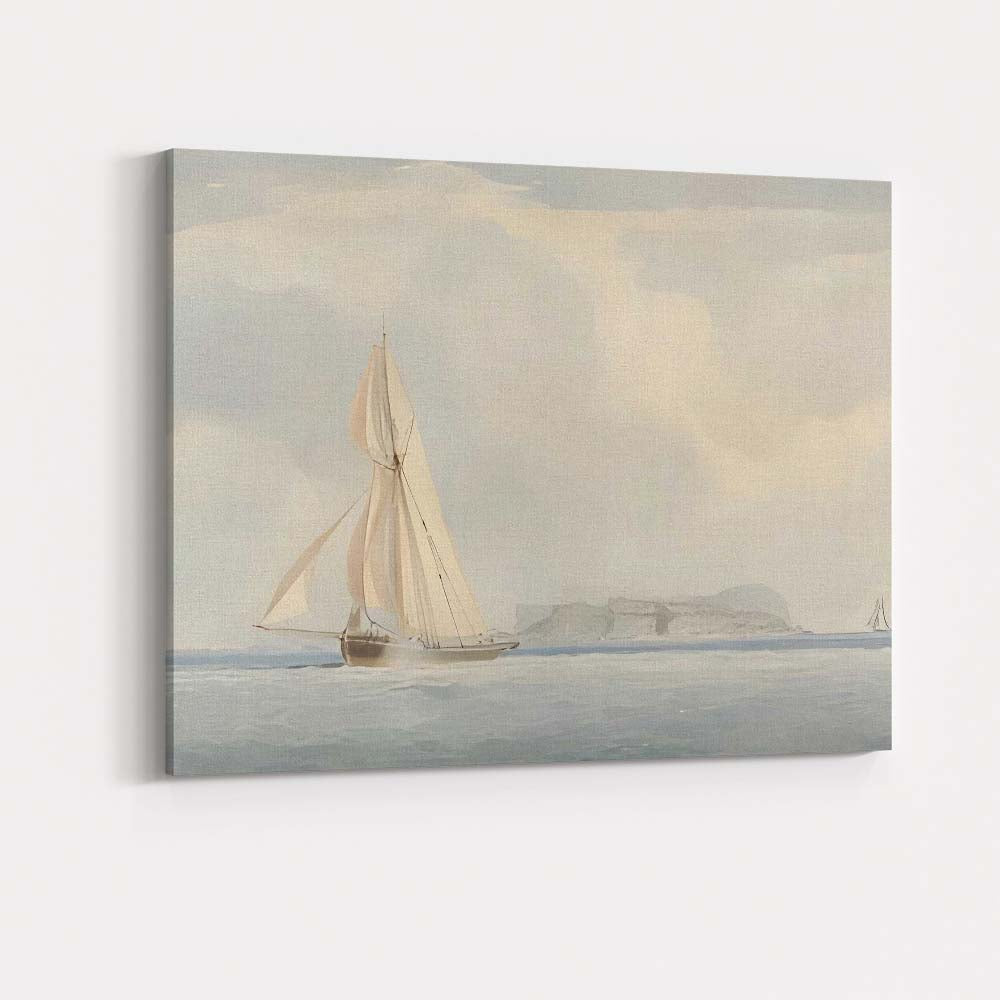 Minimalist Sailing Boat Coastal Seascape Soft Neutral Watercolour Canvas Wall Art Print Decor Picture Ready to Hang