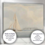 Minimalist Sailing Boat Coastal Seascape Soft Neutral Watercolour Canvas Wall Art Print Decor Picture Ready to Hang