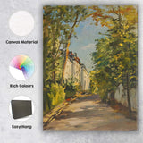 Impressionist Tree Lined Village Street Summer Landscape Canvas Wall Art Print Decor Picture Ready to Hang