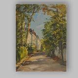 Impressionist Tree Lined Village Street Summer Landscape Canvas Wall Art Print Decor Picture Ready to Hang