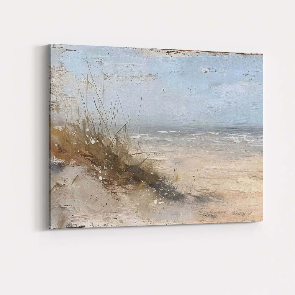 Abstract Coastal Shoreline Neutral Textured Seascape Canvas Wall Art Print Decor Picture Ready to Hang