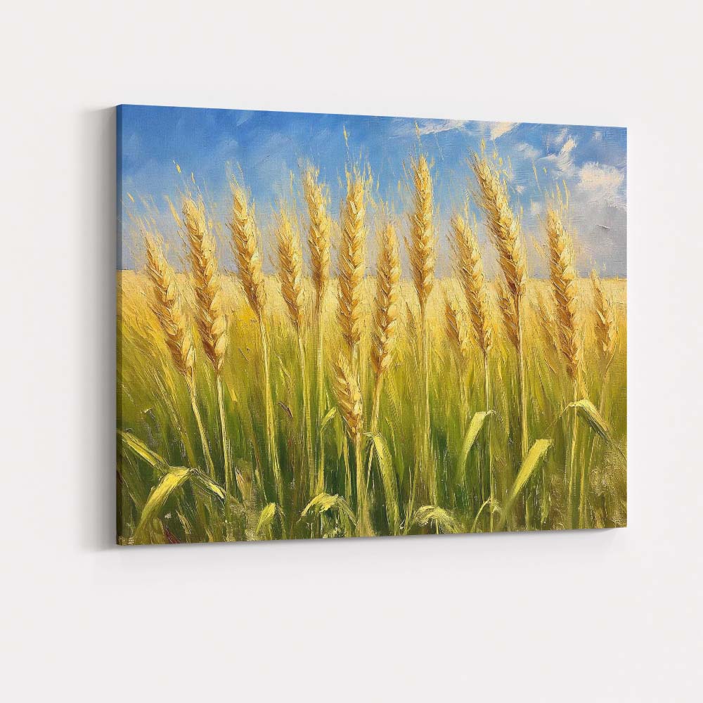 Golden Wheat Field Rustic Countryside Oil Painting Canvas Wall Art Print Decor Picture Ready to Hang