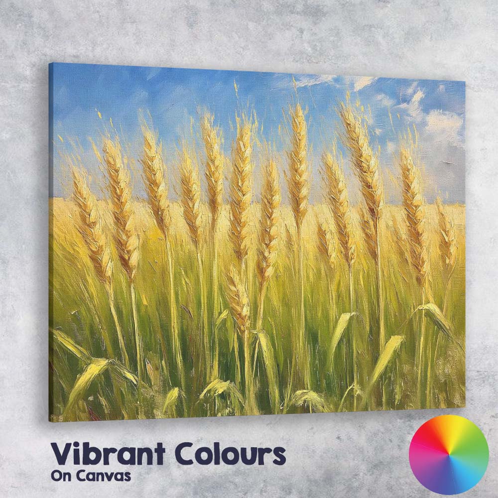 Golden Wheat Field Rustic Countryside Oil Painting Canvas Wall Art Print Decor Picture Ready to Hang