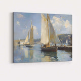 Classic Sailboats Harbour Impressionist Coastal Painting Canvas Wall Art Print Decor Picture Ready to Hang