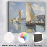 Classic Sailboats Harbour Impressionist Coastal Painting Canvas Wall Art Print Decor Picture Ready to Hang