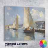 Classic Sailboats Harbour Impressionist Coastal Painting Canvas Wall Art Print Decor Picture Ready to Hang