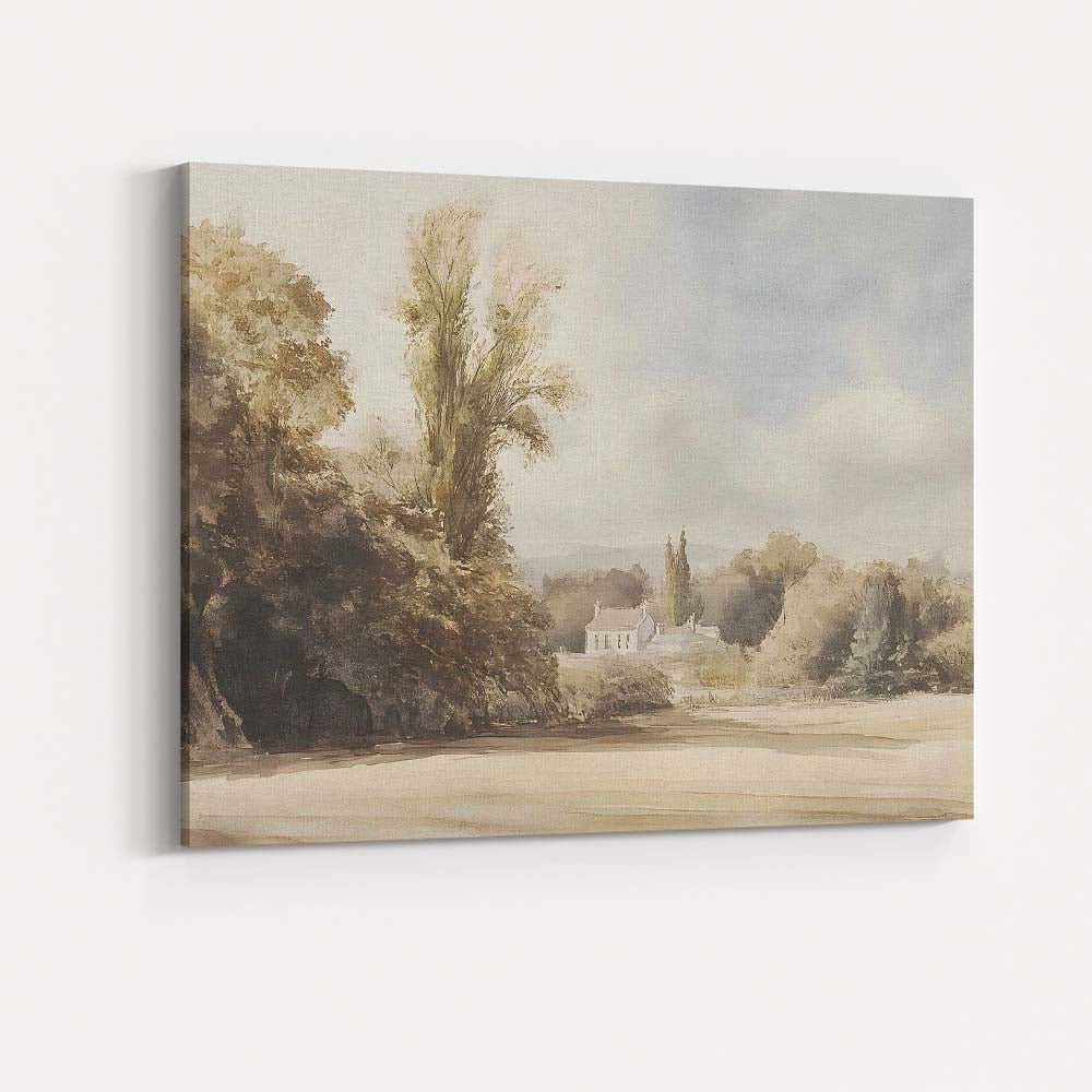 Elegant Country Estate Watercolour Landscape Painting Canvas Wall Art Print Decor Picture Ready to Hang