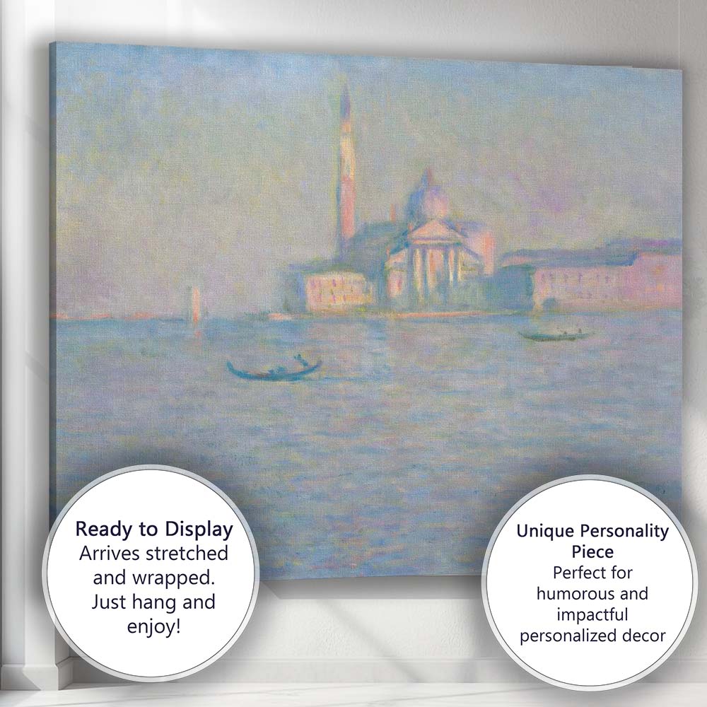 Soft Impressionist Venice Grand Canal Waterscape Gondola Scene Canvas Wall Art Print Decor Picture Ready to Hang