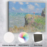 Impressionist Coastal Cliff Walk Seaside Wildflowers Ocean View Canvas Wall Art Print Decor Picture Ready to Hang