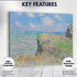Impressionist Coastal Cliff Walk Seaside Wildflowers Ocean View Canvas Wall Art Print Decor Picture Ready to Hang