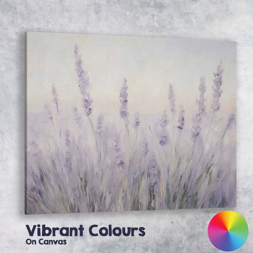 Minimalist Lavender Field Soft Botanical Floral Canvas Wall Art Print Decor Picture Ready to Hang