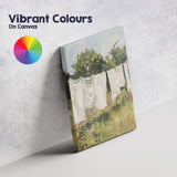 Contemporary White Linen Laundry Countryside Garden Painting Canvas Wall Art Print Decor Picture Ready to Hang
