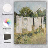 Contemporary White Linen Laundry Countryside Garden Painting Canvas Wall Art Print Decor Picture Ready to Hang