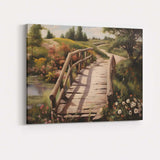 Rustic Wooden Footbridge Wildflower Garden Countryside Landscape Canvas Wall Art Print Decor Picture Ready to Hang