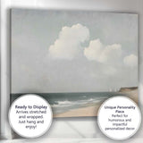 Minimalist Tranquil Sandy Beach Soft Coastal Seascape Canvas Wall Art Print Decor Picture Ready to Hang