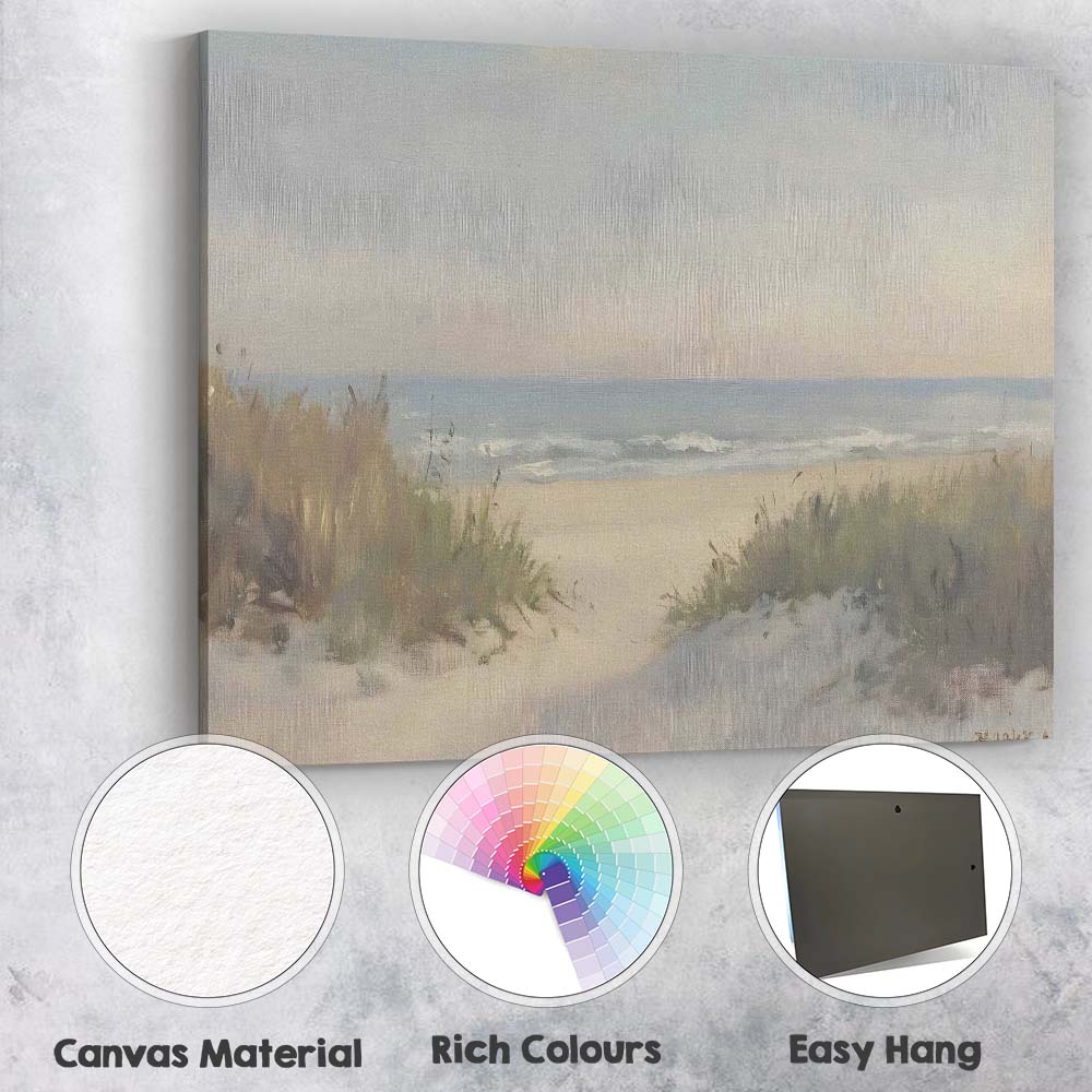 Soft Coastal Sand Dunes Beach Seascape Landscape Canvas Wall Art Print Decor Picture Ready to Hang