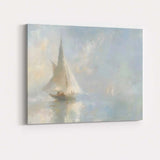 Minimalist Misty Sailboat Ocean Seascape Painting Canvas Wall Art Print Decor Picture Ready to Hang