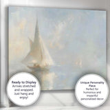 Minimalist Misty Sailboat Ocean Seascape Painting Canvas Wall Art Print Decor Picture Ready to Hang