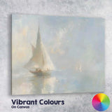 Minimalist Misty Sailboat Ocean Seascape Painting Canvas Wall Art Print Decor Picture Ready to Hang