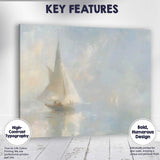 Minimalist Misty Sailboat Ocean Seascape Painting Canvas Wall Art Print Decor Picture Ready to Hang