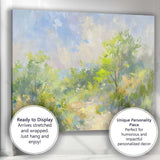 Loose Impressionist Green Woodland Landscape Painting Canvas Wall Art Print Decor Picture Ready to Hang