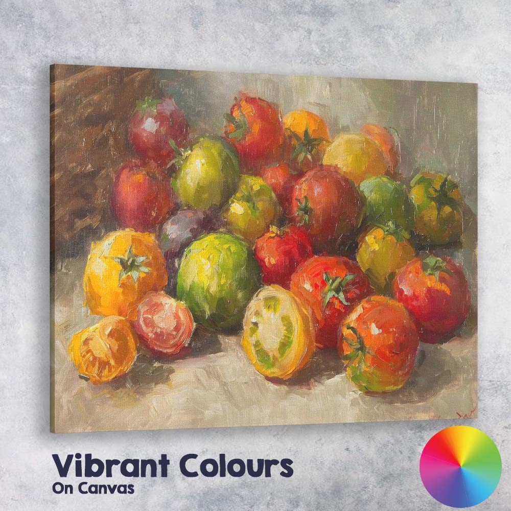 Colourful Heirloom Tomato Still Life Kitchen Art Canvas Wall Art Print Decor Picture Ready to Hang