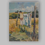 Rustic Countryside Washing Line Rural Landscape Canvas Wall Art Print Decor Picture Ready to Hang