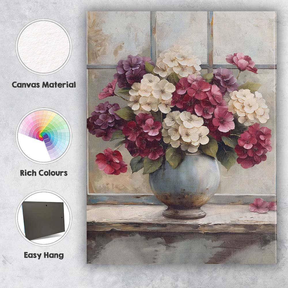 Elegant Pink And White Floral Vase Arrangement Canvas Wall Art Print Decor Picture Ready to Hang
