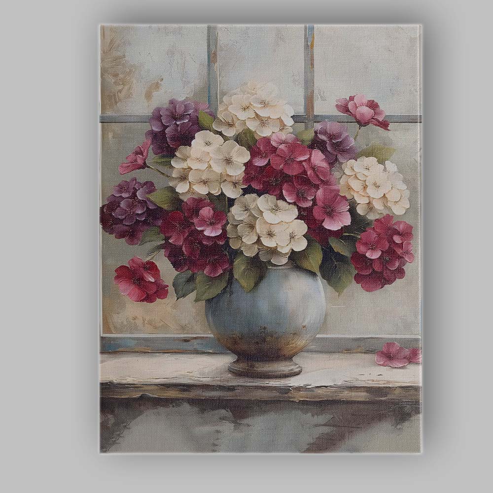 Elegant Pink And White Floral Vase Arrangement Canvas Wall Art Print Decor Picture Ready to Hang