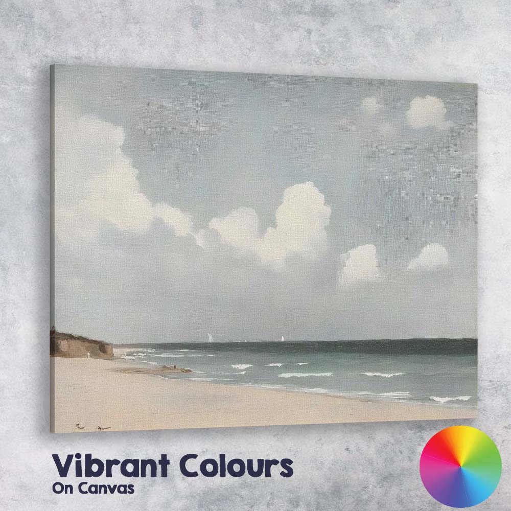 Minimalist Sandy Beach Gentle Waves Coastal Landscape Canvas Wall Art Print Decor Picture Ready to Hang