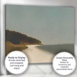 Tranquil Sandy Beach Curving Coastline Minimalist Seascape Canvas Wall Art Print Decor Picture Ready to Hang