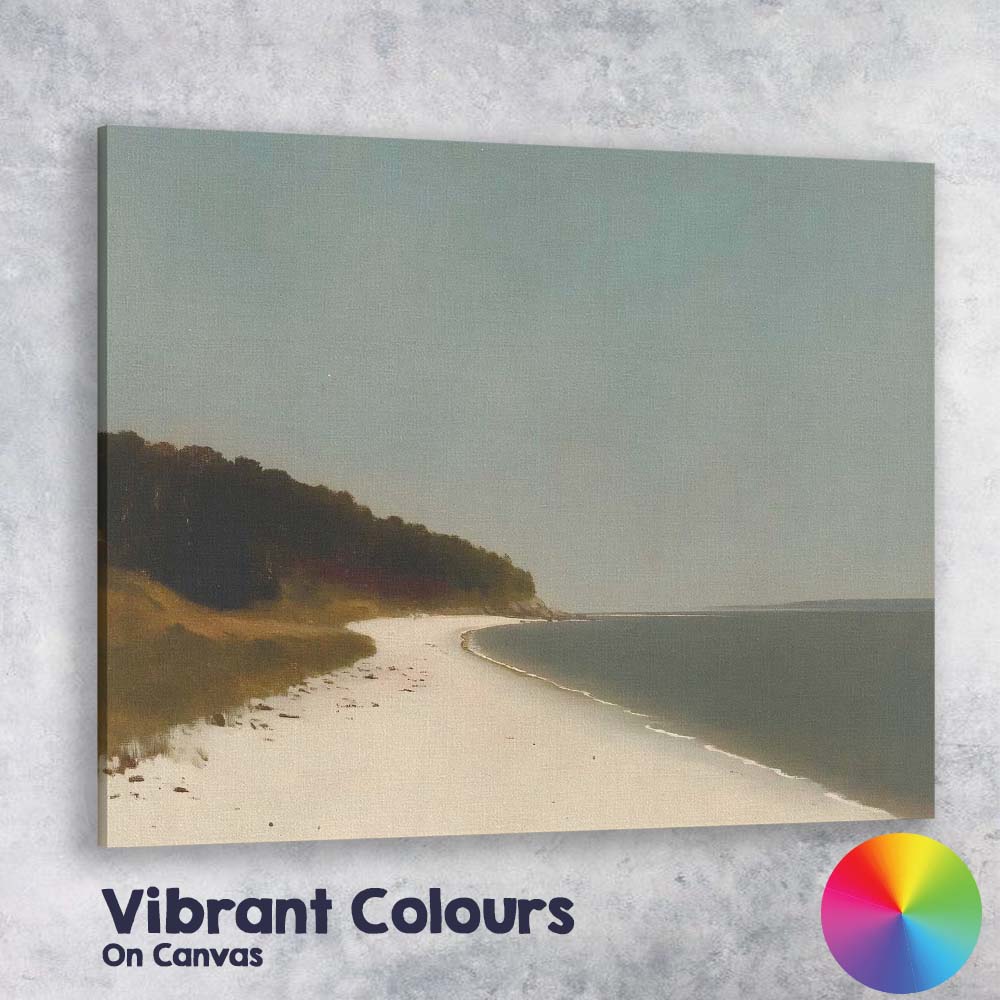 Tranquil Sandy Beach Curving Coastline Minimalist Seascape Canvas Wall Art Print Decor Picture Ready to Hang