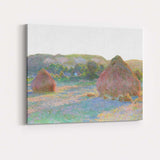 Impressionist Countryside Haystacks Pastel Rural Landscape Canvas Wall Art Print Decor Picture Ready to Hang