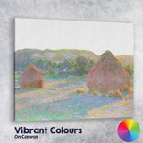 Impressionist Countryside Haystacks Pastel Rural Landscape Canvas Wall Art Print Decor Picture Ready to Hang