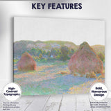 Impressionist Countryside Haystacks Pastel Rural Landscape Canvas Wall Art Print Decor Picture Ready to Hang