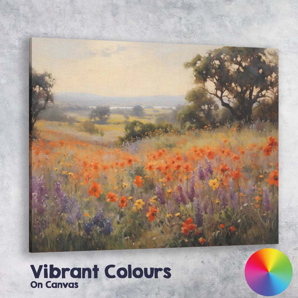 Impressionist Wildflower Meadow Poppies Summer Countryside Landscape Canvas Wall Art Print Decor Picture Ready to Hang