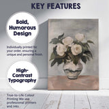 Neutral White Rose Bouquet Still Life Vase Painting Canvas Wall Art Print Decor Picture Ready to Hang