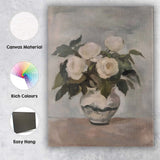 Neutral White Rose Bouquet Still Life Vase Painting Canvas Wall Art Print Decor Picture Ready to Hang