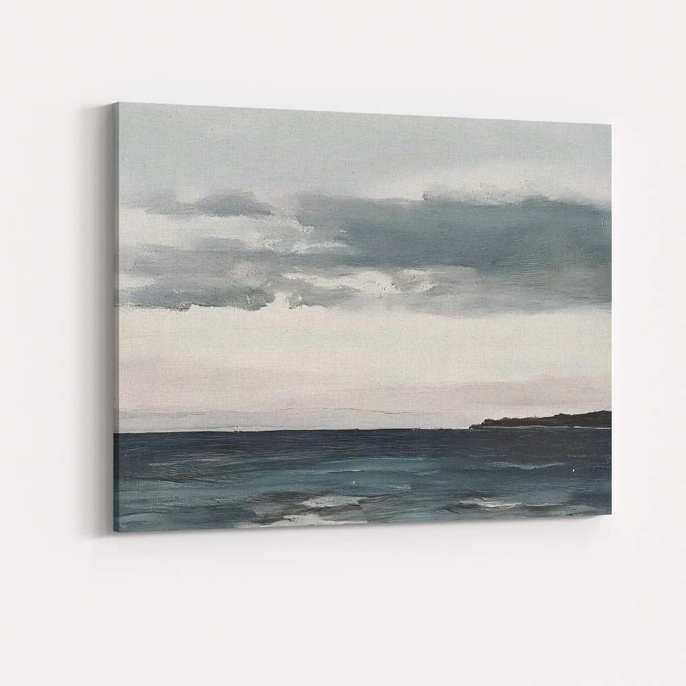 Minimalist Moody Ocean Horizon Coastal Seascape Painting Canvas Wall Art Print Decor Picture Ready to Hang