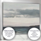 Minimalist Moody Ocean Horizon Coastal Seascape Painting Canvas Wall Art Print Decor Picture Ready to Hang