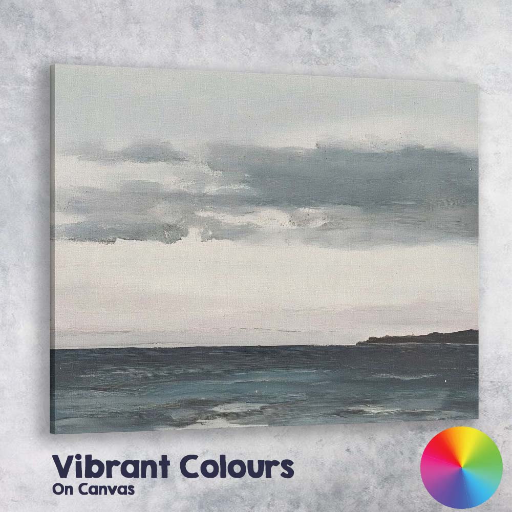 Minimalist Moody Ocean Horizon Coastal Seascape Painting Canvas Wall Art Print Decor Picture Ready to Hang
