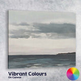 Minimalist Moody Ocean Horizon Coastal Seascape Painting Canvas Wall Art Print Decor Picture Ready to Hang